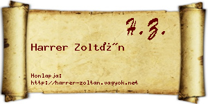 Harrer Zoltán névjegykártya