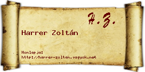 Harrer Zoltán névjegykártya